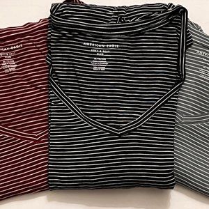 Lot 3, American Eagle Super SOFT & SEXY Striped Long Sleeve V-Neck Tees Tops, XL